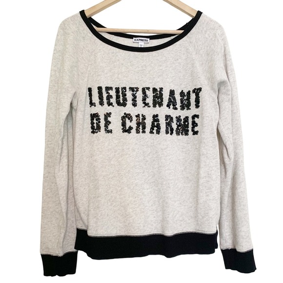 Express Sequined Lieutenant De Charme Sweatshirt Women's Size Med - Picture 1 of 7